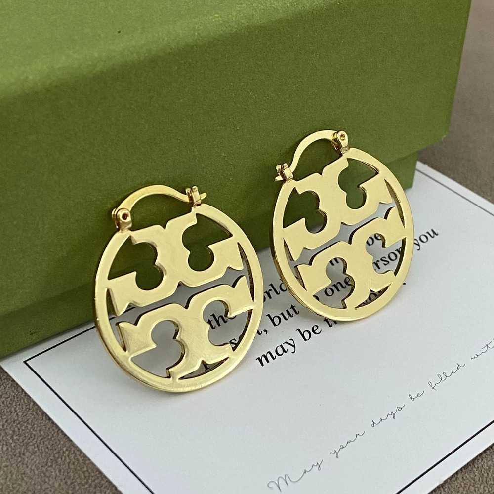 Tory Burch Hollow Geometric Round Inlaid Letter Mother Daughter Large Metal